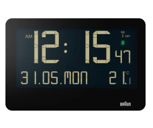 Duży Elektroniczny Zegar Ścienny / Budzik BRAUN Na Baterie - Datownik - Termometr - Radiowa Synchronizacja Czasu