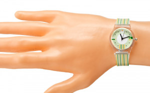 Zielono-Żółty Plastikowy Zegarek Dla Dziewczynki, PERFECT