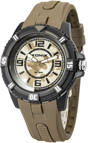 Wskazówkowy Zegarek XONIX Wodoszczelny 100m - Uniwersalny Model - Wojskowy Militarny Wzór - Tarcza Moro