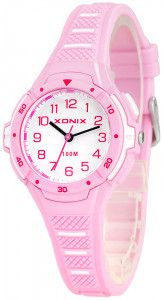 Wskazówkowy Zegarek XONIX - Dziecięcy / Damski - Mały Czytelny - Wszystkie Cyfry Na Tarczy - Podświetlenie - Wodoszczelny 100m - Różowy