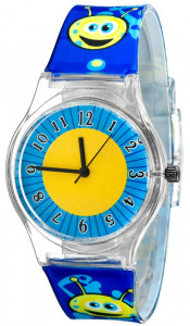 Niebiesko-Żólty Plastikowy Zegarek Dla Dziewczynki, PERFECT
