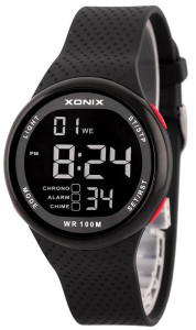 Czarny Ultralekki Zegarek Sportowy XONIX Cyborg - Uniwersalny - Stoper, Alarm, Timer, Wodoszczelność 100M