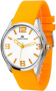 Klasyczny Damski Zegarek Analogowy Jordan Kerr - Syntetyczny Pomarańczowy Pasek - Elegancki Wygląd - Świetny Dodatek Do Ubioru