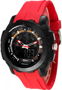 Duży Czarny Zegarek Sportowy OCEANIC LCD/Analog Z Czerwonym Paskiem - WR 100M, Wiele Funkcji - Męski I Młodzieżowy