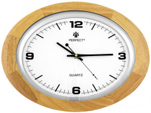 Zegar Ścienny PERFECT w Kształcie Elipsy - Obudowa Wykonana z Drewna - Cichy Płynący Mechanizm - Dodatek Do Pokoju Kuchni Biura