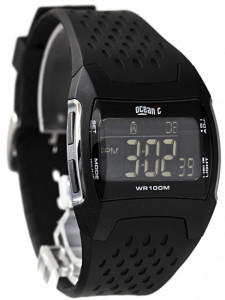 Zegarek Męski I Młodzieżowy Dla Chłopaka OCEANIC Illuminator - Czarny LCD - WR100M, Stoper, Alarm, Timer