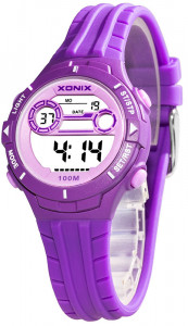 Mały Cyfrowy Zegarek XONIX - Dla Dziewczynki / Damski - Wodoszczelny 100m - Sportowy - Wielofunkcyjny - Fioletowy