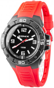 Męski i Młodzieżowy Zegarek XONIX - Wskazówkowy z Podświetleniem - Wodoszczelny 100m - Duża Tarcza - CZERWONY