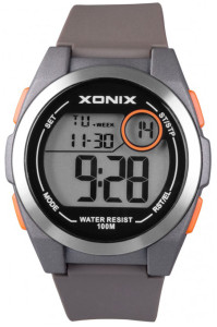 Cyfrowy Zegarek XONIX - Uniwersalny Model - Sportowy - WR100m - Podświetlenie - Stoper - Timer - Budzik - Datownik - Kolor Szary