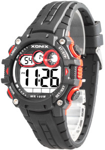 Wodoszczelny 100m Zegarek XONIX - Męski i Młodzieżowy - Wielofunkcyjny - Timer, 2xCzas, Stoper, Data - Czytelny Wyświetlacz z Dużymi Indeksami – CZARNY