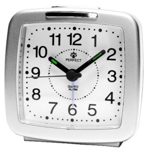 Klasyczny Analogowy Zegarek Budzik PERFECT Na Baterie - Czytelna Tarcza z Wyraźnymi Oznaczeniami - Srebrny