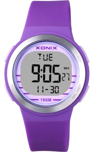 Elektroniczny Zegarek Sportowy Dla Dziecka / Damski XONIX - Wodoszczelny 100m - Podświetlenie - Budzik - Timer - Stoper - Kolor Fioletowy