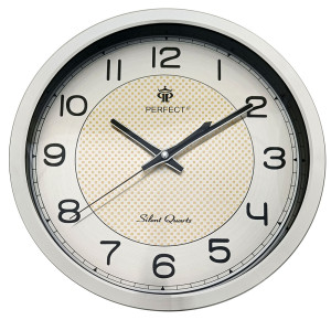 Srebrny Luksusowy Zegar Ścienny PERFECT - Aluminiowy - Czytelna Tarcza - Idealny Do Biura Pokoju Kuchni - Ożywiający Wnętrze - Cichy Płynący Mechanizm