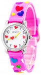 Różowy Zegarek Dziecięcy Dla Dziewczynki FANTASTIC - Ozdobiony Kolorowymi Serduszkami