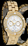 Prestiżowy Damski Zegarek Gino Rossi na Złotej Bransolecie  - Gold Crystals