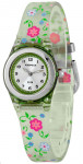 Malusieńki Zegarek XONIX Dla Dziewczynki - Zielony I Ozdobiony Kwiatkami
