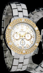 Prestiżowy Damski Zegarek Gino Rossi na Srebrnej Bransolecie - Gold Crystals