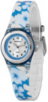 Malusieńki Zegarek XONIX Dla Dziewczynki - Niebieski I Ozdobiony Kwiatkami