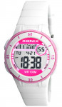 Biało-Różowy Zegarek Sportowy XONIX 100M - Stoper, Timer, Alarm, 2 x Czas, Podświetlenie - Damski I Młodzieżowy