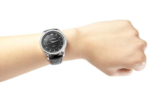 Zegarek Jordan Kerr Na Skórzanym Tłoczonym Pasku - Elegancki Wygląd - Uniwersalny Model - Czarny z Czarną Tarczą