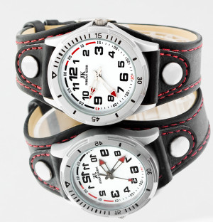 Ciekawy Uniwersalny Zegarek Jordan Kerr Z Paskiem-Podkładką I Czerwonymi Przeszyciami 