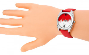Zegarek Dla Prawdziwego Kibica i Sportowca Jordan Kerr - Uniwersalny Model - Czerwony Skórzany Pasek - Super Wzór Na Tarczy
