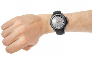 Zegarek XONIX WR100m - Męski i Dla Chłopaka - Analogowy Mechanizm + Duże Srebrne Indeksy Na Tarczy - Długi Syntetyczny Pasek - Granatowy + Pomarańczowe Elementy