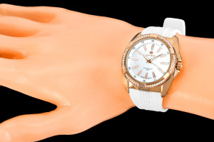Duży Ekskluzywny Bogato Zdobiony  Uniwersalny Zegarek Gino Rossi - Złote Indeksy