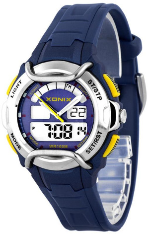 Sportowy Zegarek Męski I Dla Chłopaka XONIX X-SHOCK Z Osłoną - WR100M, Stoper, Timer, Alarm - LCD/Analog