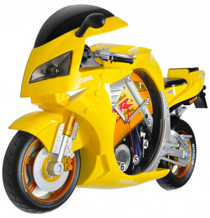 Zegar Ścienny w Kształcie Motocykla - Cichy Płynący Mechanizm - Motor Motocykl Ścigacz CBR - Kolor Żółty