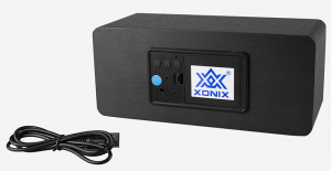 Duży Drewniany Budzik XONIX Na Baterie - Czytelny Elektroniczny Wyświetlacz - Termometr, Datownik, 3 Alarmy