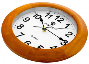 Zegar Ścienny z Drewnianą Obudową Marki PERFECT - Czytelna Tarcza - Cichy Płynący Mechanizm - Idealny Do Biura Pokoju i Kuchni