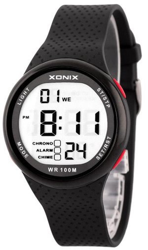 Czarny Ultralekki Zegarek Sportowy XONIX Cyborg - Uniwersalny - Stoper, Alarm, Timer, Wodoszczelność 100M