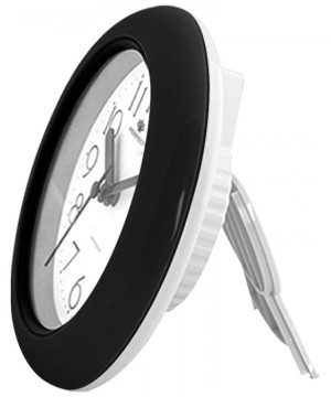 Mały Wodoszczelny Zegar Na Ścianę PERFECT - Łazienkowy - Zegar z Podpórką Stojący lub Wiszący - Biały