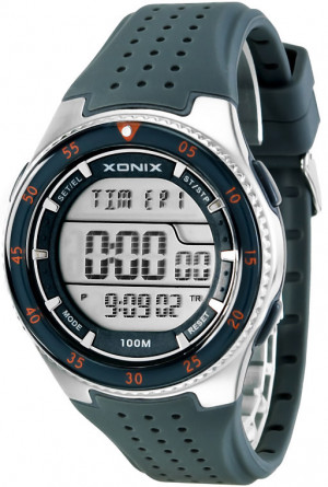 Duży Wielofunkcyjny Zegarek Sportowy XONIX - 15x Lap Memory, 3x Interval Timer, World Time, 8x Alarm, WR100M - Męski i Młodzieżowy