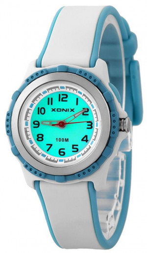 Malutki Biały Zegarek XONIX - Dziecięcy Dla Chłopca i Dziewczynki - Wskazówkowy z Podświetleniem - Wodoszczelny 100m