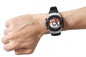 Uniwersalny Zegarek Elektroniczny XONIX Wodoszczelny 100m - Wielofunkcyjny - Stoper, Timer, Data, Podświetlenie, Druga Strefa Czasowa - Czarny + Pomarańczowe Elementy