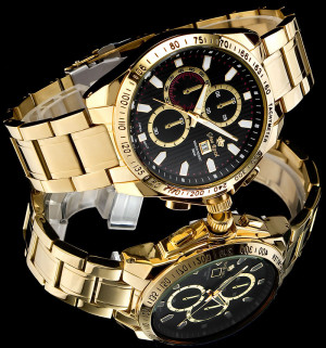 Masywny Zegarek Męski Gino Rossi Na Złotej Bransolecie