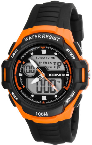 Zegarek Sportowy XONIX LCD/ANALOG WR100M Stoper, Timer, Alarm, 3x Czas - Męski I Dla Chłopaka