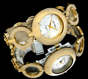 Prestiżowy Damski Zegarek Na Bransolecie GR Ozdobiony Kryształkami Swarovskiego