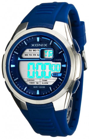 Zegarek Xonix - Damski, Męski i Młodzieżowy - Elektroniczny - Czarno Pomarańczowy - Wielofunkcyjny - Alarm, Druga Strefa Czasowa, Stoper, Timer