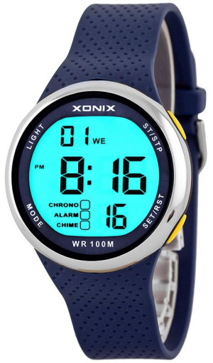 Szary Ultralekki Zegarek Sportowy XONIX Cyborg - Uniwersalny - Stoper, Alarm, Timer, Wodoszczelność 100M