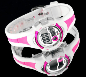 Biało-różowy Mały Zegarek Sportowy OCEANIC - Dla Dziewczynki - Wodoodporny 50m - Wielofunkcyjny - Data Alarm Stoper + Pudełko