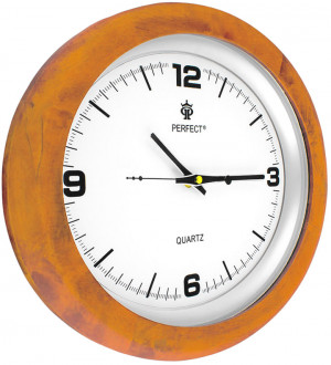 Zegar Ścienny PERFECT w Kształcie Elipsy - Obudowa Wykonana z Drewna - Cichy Płynący Mechanizm - Dodatek Do Pokoju Kuchni Biura