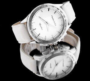 Duży Masywny Zegarek Męski CHARLES DELON Na Pasku - Biały