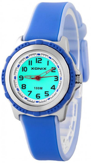 Malutki Niebieski Zegarek XONIX - Dziecięcy Dla Chłopca i Dziewczynki - Wskazówkowy z Podświetleniem - Wodoszczelny 100m