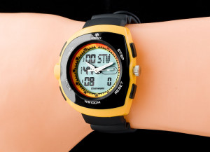 Żółto Czarny Męski Zegarek Sportowy PERFECT, Mnóstwo Funkcji, 12 Miedzyczasów, LCD + Analog