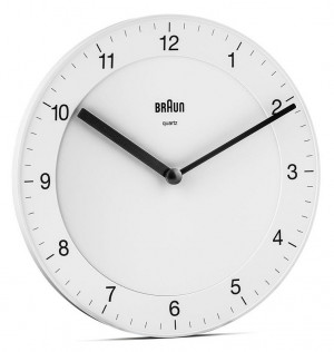 Nowoczesny Zegar Ścienny BRAUN - Biały Mat - Czytelna Tarcza - Średnica 20cm