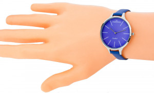 Fantastyczny Damski Zegarek Jordan Kerr z Dużą Niebieską Tarczą - Wąski Niebieski Pasek - Świetny Dodatek Do Ubioru