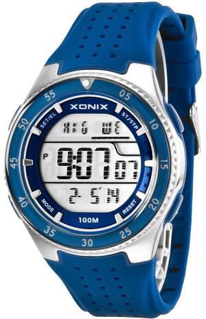 Duży Wielofunkcyjny Zegarek Sportowy XONIX - 15x Lap Memory, 3x Interval Timer, World Time, 8x Alarm, WR100M - Męski i Młodzieżowy